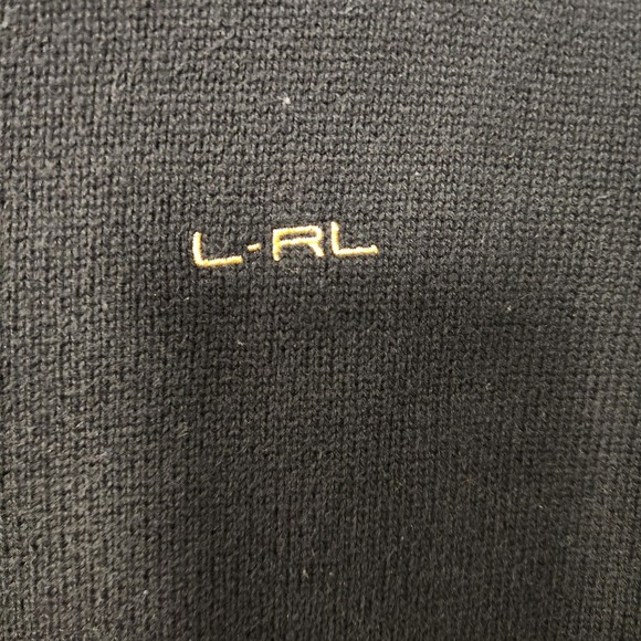 LRL Lauren Ralph Lauren Black Label Full Zip L Cotton Sweater Gold Hardware Logo - Picture 5 of 13